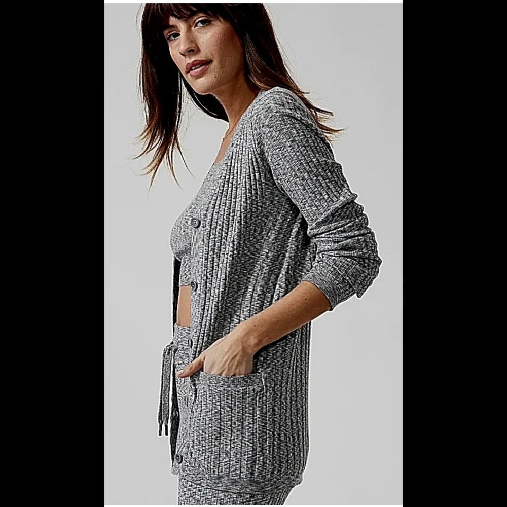 Athleta Revolve Seamless Gray Cardigan